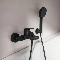 Baterie cadă-duș Ideal Standard, Ceralife O cu divertor automat, negru mat